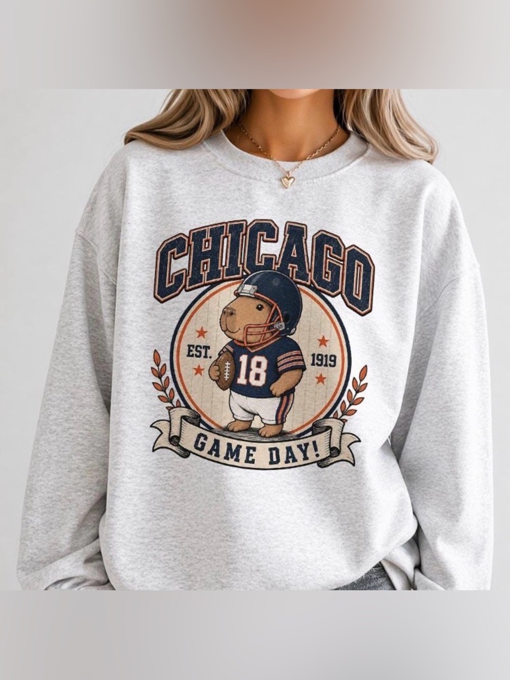 Chicago Capybara Football T-Shirt, Vintage Game Day Sports Graphic Sweatshirt